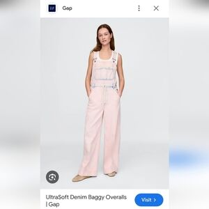 GAP Pale Pink Baggy Denim Overalls